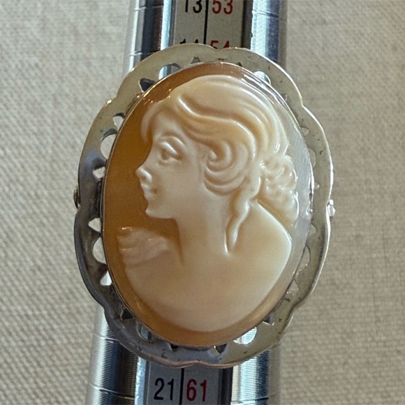Vintage Italian Sterling Silver Cameo Ring 925 Italy Size 8 - Picture 2 of 8